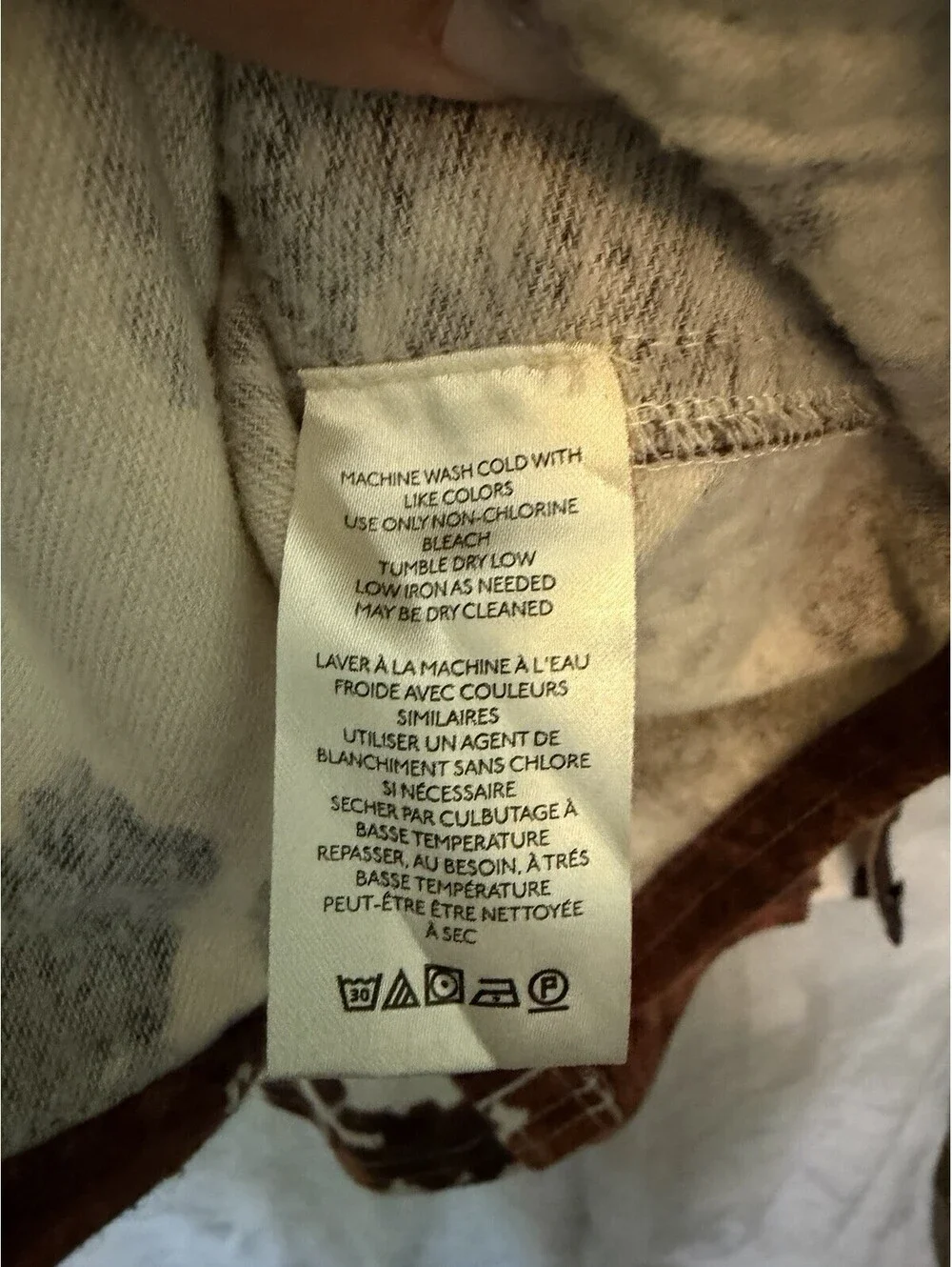 Free People We The Free Calico Flannel Shirt Top Cowhide Print Cotton Size XL